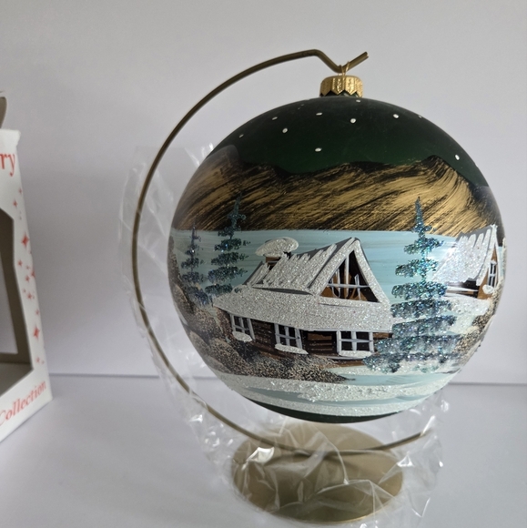 New Polish Galery Winter Scene Christmas Ball Glass Ornament Hand Painted - Picture 2 of 7